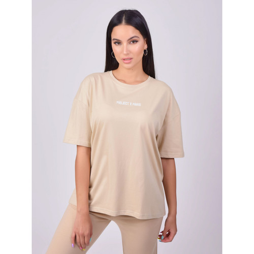 Vêtements Femme T-shirts & Polos Project X Paris Pullover style with standard polo collar and front 3-button placket closure Beige