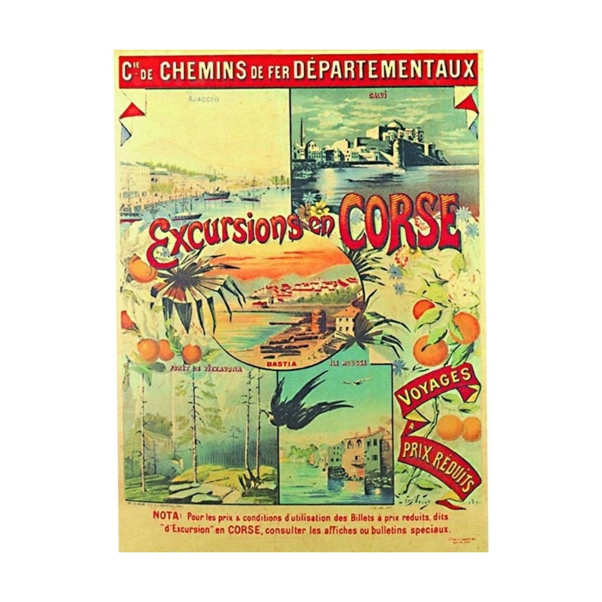 Maison & Déco Affiches / posters Editions Clouet Affiche ancienne de Corse Excursions Multicolore