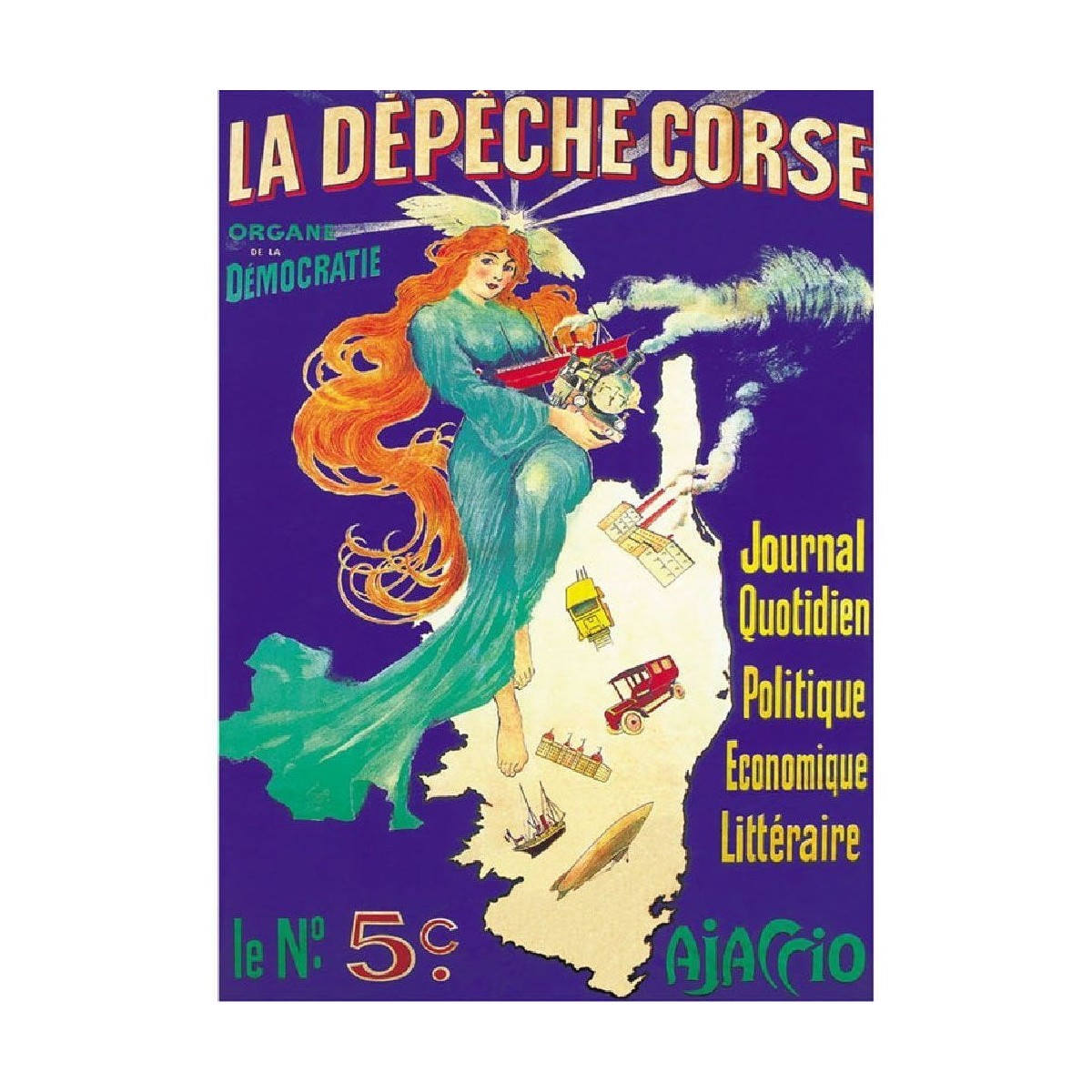 Maison & Déco Affiches / posters Editions Clouet Affiche ancienne de Corse La depêche Bleu