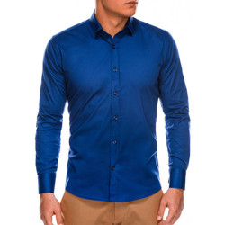 Vêtements Homme Chemises manches longues Monsieurmode Chemise slim-fit homme Chemise 504 bleu foncé Bleu