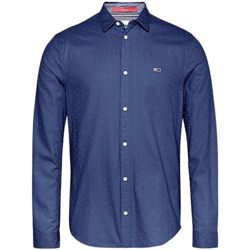 Vêtements Homme Chemises manches longues Tommy 37-40 Jeans Chemise en dobby de coton  Ref 54034 C8 Bleu
