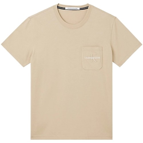 Vêtements Homme T-shirts & Polos Calvin Klein JEANS Linen T shirt  Homme Ref 54074 PF2 tra Beige