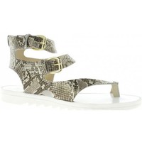 Chaussures Femme Tongs Reqin's Nu pieds cuir python Taupe