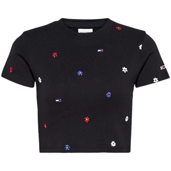 Vêtements Femme T-shirts stampa manches courtes Tommy Jeans T shirt crop top Femme  Ref 54094 BDS black Noir