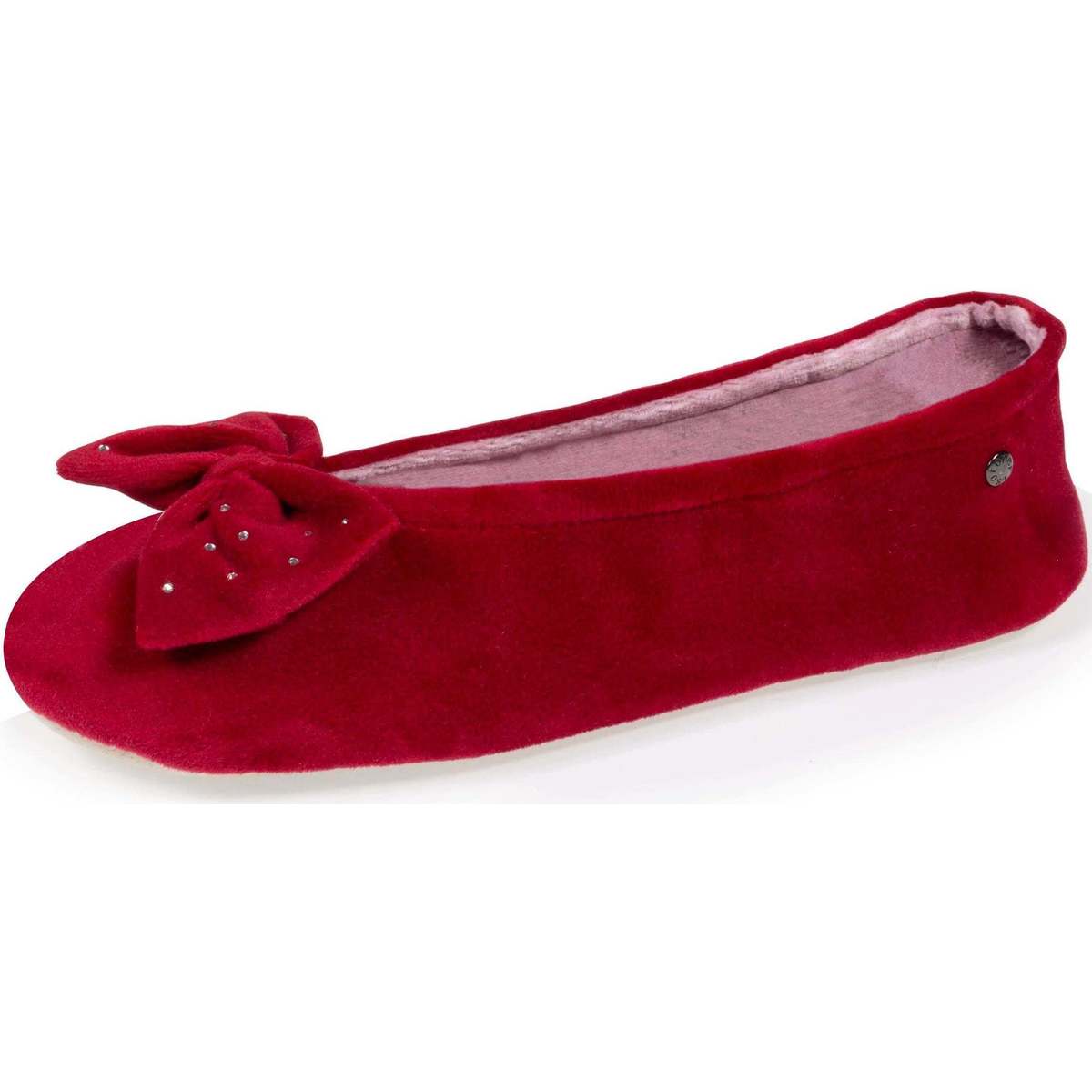 Chaussures Femme Chaussons Isotoner Chaussons ballerines semelle en cuir Rouge