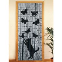 Maison & Déco Rideaux / stores Wenko Rideau de porte Chat et Papillon - Bambou - 90 x 200 cm Gris