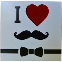 The home deco fa Tableaux / toiles Atmosphera Cadre imprimé Mystery - 24 x 24 cm - I love moustache Blanc