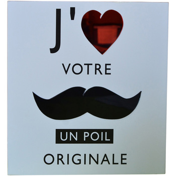 Maison & Déco Tableaux / toiles Atmosphera Cadre imprimé Mystery - 24 x 24 cm - J'aime votre moustache Blanc