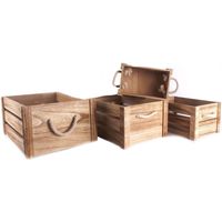 Maison & Déco Paniers, boites et corbeilles Heart Of The Home 4 Cagettes de rangement en bois avec cordes - 41 x H. 20 cm Marron