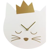 Maison & Déco Horloges Dites-Le Avec Des Mots Horloge murale enfant Princesse chat Blanc