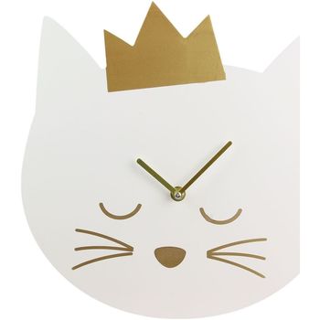 Maison & Déco Horloges Dites-Le Avec Des Mots Horloge murale enfant Princesse chat Blanc