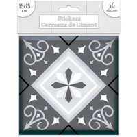 Maison & Déco Stickers Sud Trading 6 Stickers carreaux de ciment Losange - 15 x 15 cm Gris