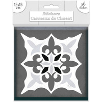 La Maison De Le Stickers Sud Trading 6 Stickers carreaux de ciment Lys - 15 x 15 cm Gris