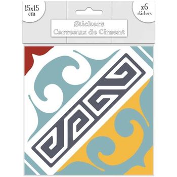 Maison & Déco Stickers Sud Trading 6 Stickers carreaux ciment Orange