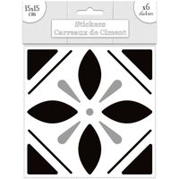 Maison & Déco Stickers Sud Trading 6 Stickers carreaux de ciment Blanc