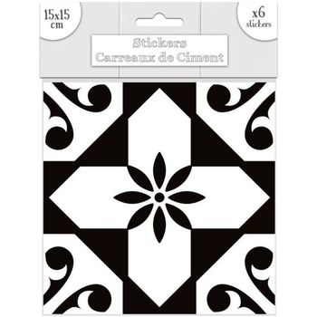 La Maison De Le Stickers Sud Trading 6 Stickers carreaux de ciment Blanc