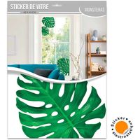 La Maison De Le Stickers Sud Trading Sticker de vitre Monstera Vert
