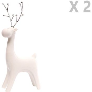 Maison & Déco Décorations de noël Toilinux Lot de 2 Déco de Noël design Renne Ice Xmas Blanc
