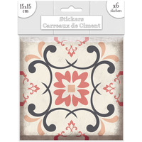Maison & Déco Stickers Toilinux Lot 2x 6 Stickers carreaux de ciment Losange - 15 x 15 cm Rose