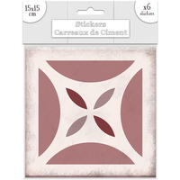 Décoration De Noël - Petit Stickers Toilinux Lot 2x 6 Stickers carreaux de ciment Carré - 15 x 15 cm Rose