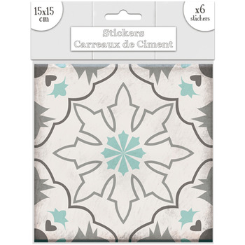 Maison & Déco Stickers Toilinux Lot 2x 6 Stickers carreaux de ciment Flocons - 15 x 15 cm Vert