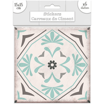 Maison & Déco Stickers Toilinux Lot 2x 6 Stickers carreaux de ciment Fleurs - 15 x 15 cm Vert