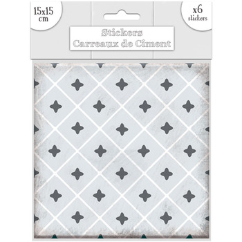 Décoration De Noël - Petit Stickers Toilinux Lot 2x 6 Stickers carreaux de ciment Losange - 15 x 15 cm Gris