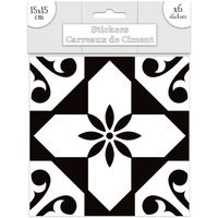 Maison & Déco Stickers Toilinux Lot 2x 6 Stickers carreaux de ciment Blanc