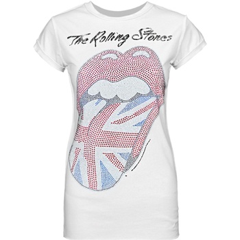Vêtements Femme T-shirts manches longues Amplified UK Diamante Lick Blanc