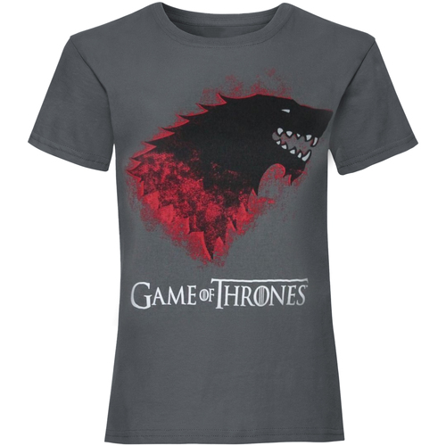 Vêtements Femme T-shirts manches ring-detail Game Of Thrones Bloody Direwolf Gris