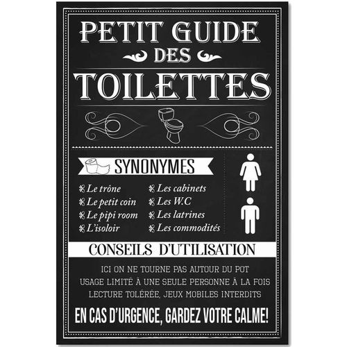 Maison & Déco Tableaux / toiles Sud Trading Cadre en toile Petit guide des toilettes Noir