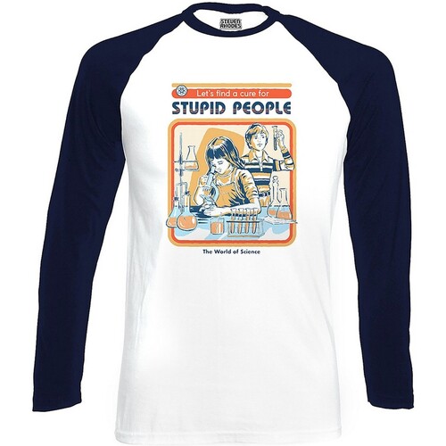 Vêtements T-shirts manches longues Steven Rhodes Lets Find A Cure For Stupid People Blanc