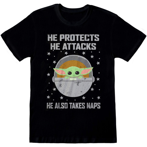 Vêtements T-shirts manches longues Star Wars: The Mandalorian Protects And Attacks Noir