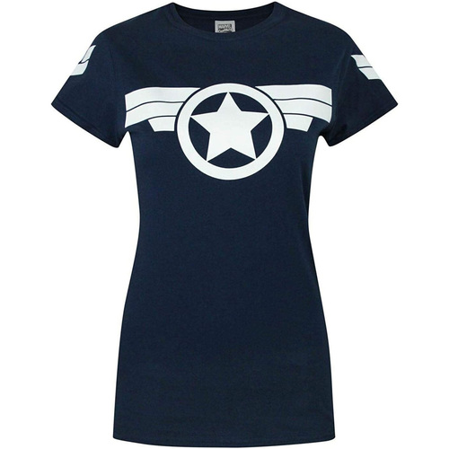 Vêtements Femme T-shirts manches longues Captain America Super Soldier Bleu