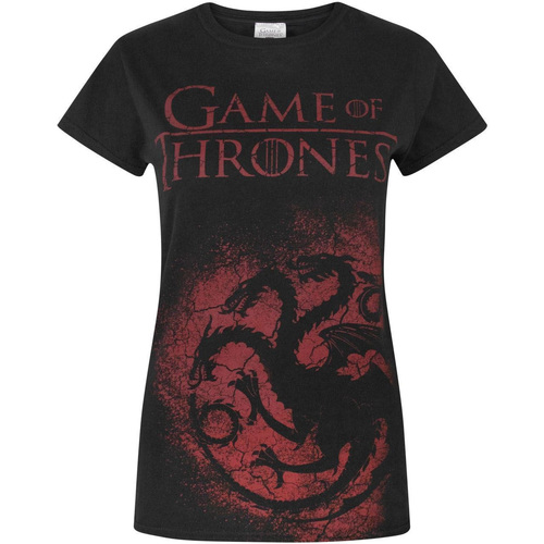 Vêtements Femme T-shirts manches ring-detail Game Of Thrones House Targaryen Noir