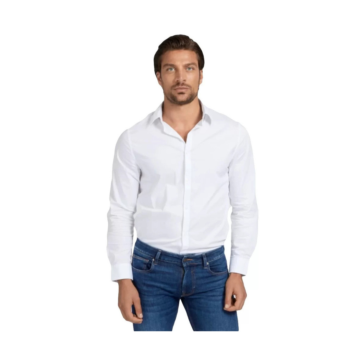 Vêtements Homme T-shirts manches longues Guess Class Blanc