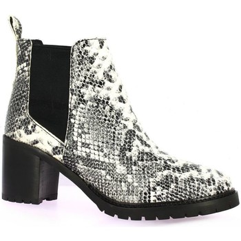 Chaussures Femme Boots Reqin's Boots cuir python  / Blanc/noir