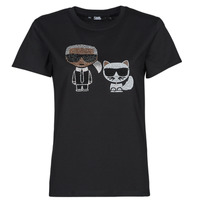 Vêtements Femme T-shirts manches courtes Karl Lagerfeld IKONIK RHINESTONE T-SHIRT Noir