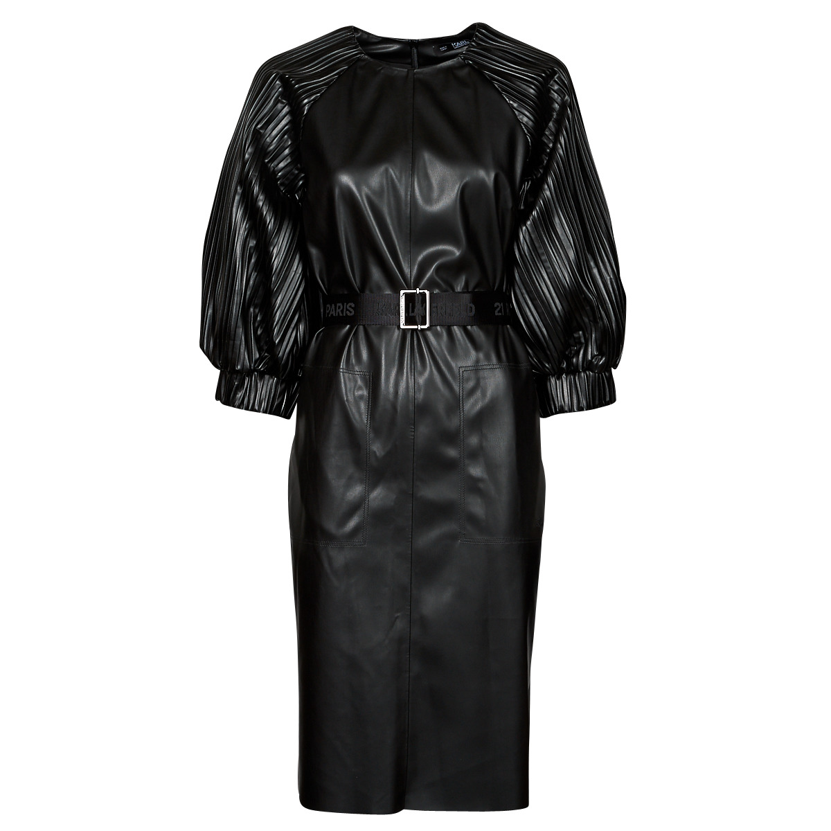 Vêtements Femme Robes courtes Karl Lagerfeld FAUX LEATHER printed DRESS Noir