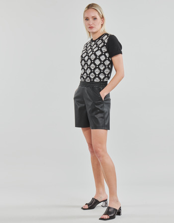 Karl Lagerfeld PERFORATED FAUX LEATHER SHORTS Noir