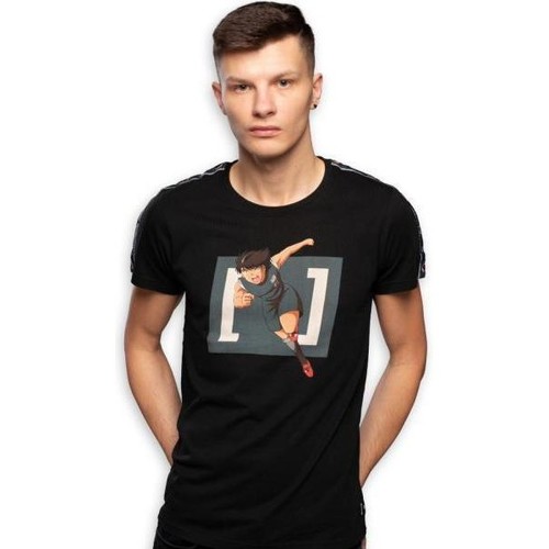 Vêtements Homme logo-embroidered T-shirt Grün Capslab CAPTAIN TSUBASA T-shirt Col rond Homme KOJ2 Noir
