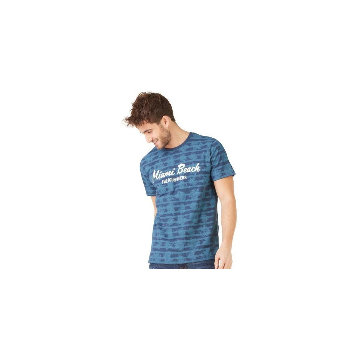 Vêtements Homme T-shirts & Polos Freegun T-shirt Col rond Homme Coton TSCAOP Bleu Bleu