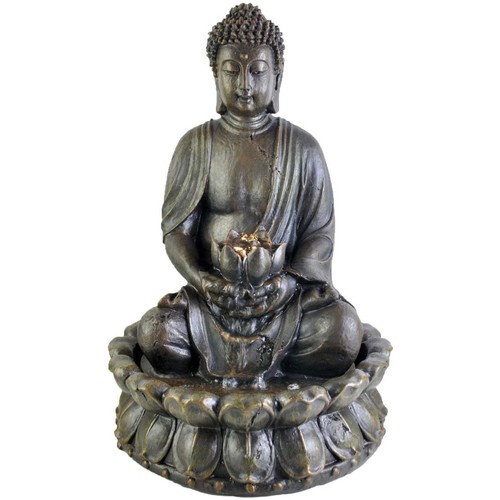 Taies doreillers / traversins Statuettes et figurines Signes Grimalt Fontaine Buddha Conduit Gris