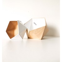 Maison & Déco Vides poches Leewalia Boîtes, vide-poches Origami érable et blanc Blanc et Erable