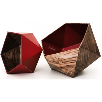 Maison & Déco Vides poches Leewalia Boîtes, vide-poches Origami chêne rustique et bordeaux Bordeaux et Bois rustique