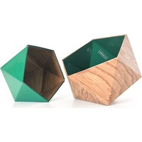 Maison & Déco Vides poches Leewalia Boîtes, vide-poches Origami chêne et vert émeraude Vert émeraude et Chêne