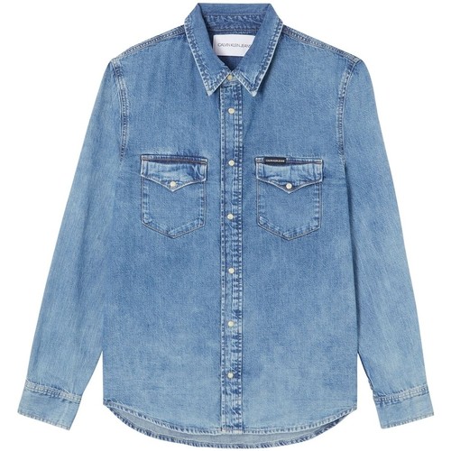 Calvin Klein Jeans Chemise en jean homme ref 52118 Bleu - Vêtements Chemises  manches longues Homme 58,44 €