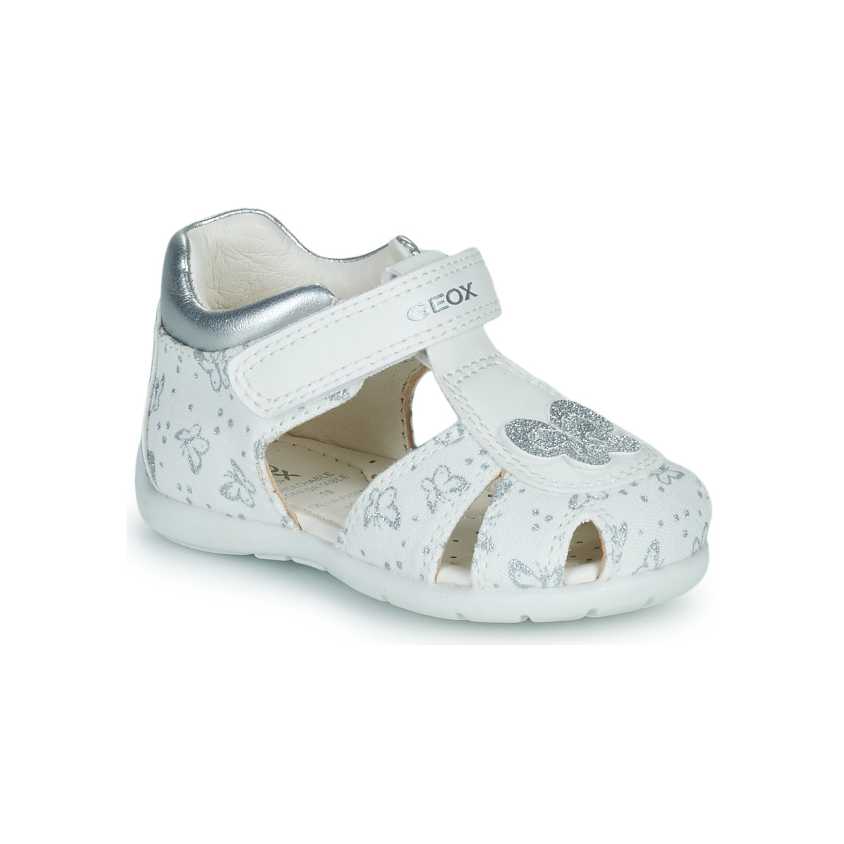 Chaussures Fille Sandales et Nu-pieds Geox B ELTHAN GIRL C Blanc / Argenté