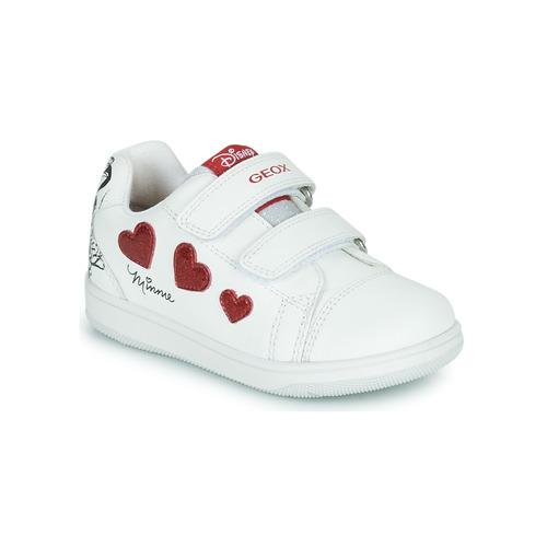 Chaussures Fille Baskets basses Geox B NEW FLICK GIRL Blanc / Rouge