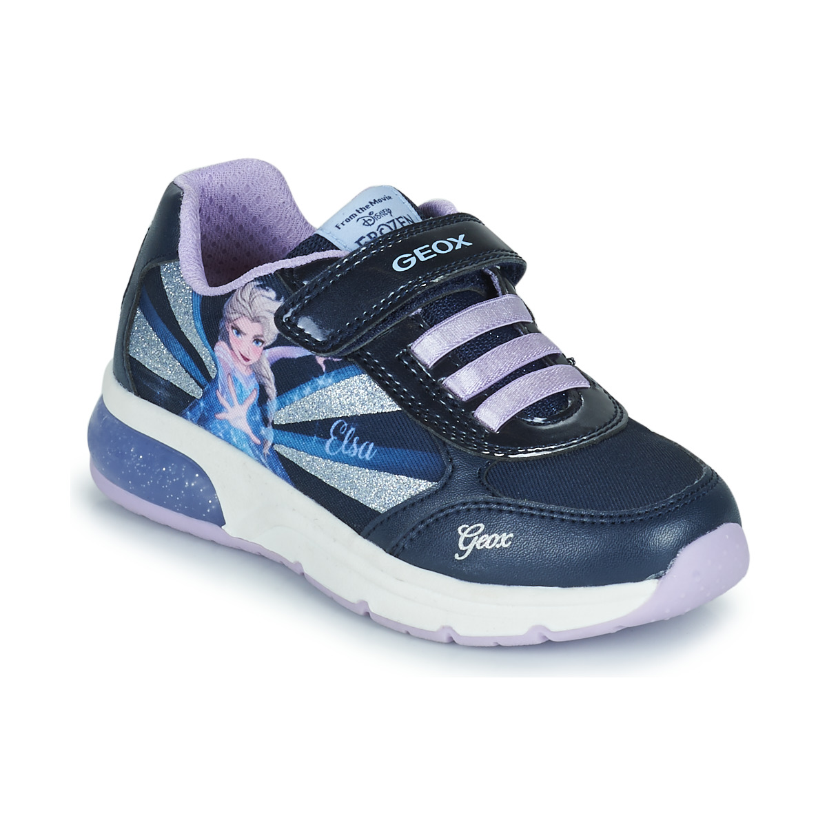 Chaussures Fille Baskets basses Geox J SPACECLUB GIRL Bleu / Violet